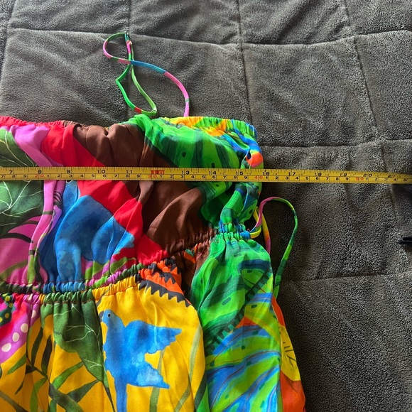 FARM Rio Palila Fringe Tropical Print Midi Dress Multicolor NWT - Picture 10 of 10